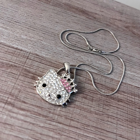 Hello Kitty Rhinestone Silver Pendant Necklace - Picture 3 of 3